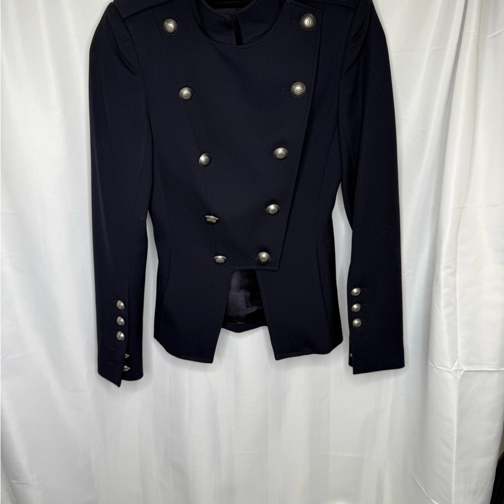 Dondup Navy Double-Breasted Women's military Blazer, Italian wool, fitted